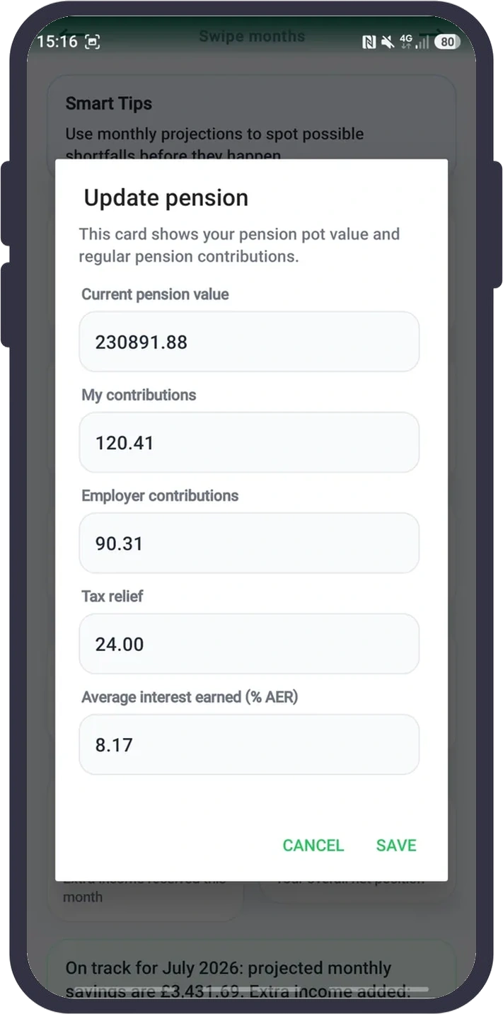 Pension — My Money Planner screenshot